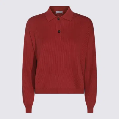 BRUNELLO CUCINELLI RED COTTON POLO SHIRT