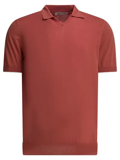 Brunello Cucinelli Red Cotton Polo Shirt