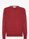 Brunello Cucinelli Red Crewneck Wool Sweater In Burgundy