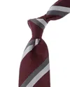 Brunello Cucinelli Red Diagonal Stripe Silk & Wool-blend Tie
