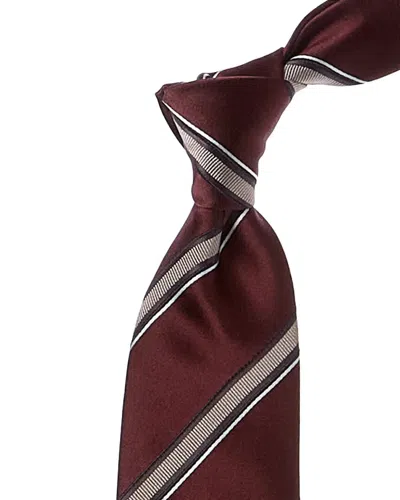 BRUNELLO CUCINELLI BRUNELLO CUCINELLI RED DIAGONAL STRIPE SILK-BLEND TIE
