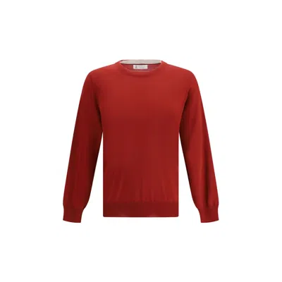 Brunello Cucinelli Red Fleece Wool Sweatshirt In Purple