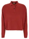 Brunello Cucinelli Ribbed Cotton Knit Polo Shirt In Red