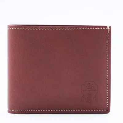 Brunello Cucinelli Red Leather Wallet In Burgundy