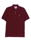 Brunello Cucinelli Red Logo Cotton Polo Shirt In Burgundy