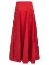 Brunello Cucinelli Red Long Skirt With Draped Details And Zip Closure