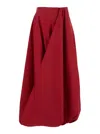 Brunello Cucinelli Red Long Skirt With Draped Details And Zip Closure In Red