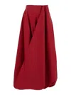 Brunello Cucinelli Red Long Skirt With Draped Details And Zip Closure In Red