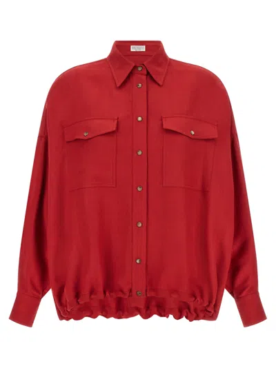 Brunello Cucinelli Red Oversized Solid Shirt