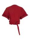 Brunello Cucinelli Red Shirt With V-neck And Monili Detail In Red