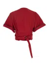 Brunello Cucinelli Red Shirt With V-neck And Monili Detail In Red