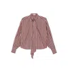 Brunello Cucinelli Striped Tie-neck Top In Burgundy