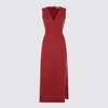 Brunello Cucinelli Red Viscose And Linen Blend Midi Dress