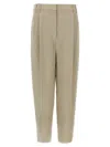 Brunello Cucinelli Refined Linen Blend Trousers With Monile Detail In Neutral