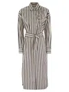Brunello Cucinelli Women's Striped Midi Dress In White/black