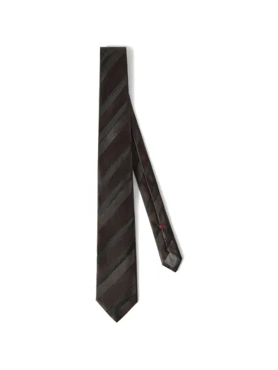 Brunello Cucinelli Regimental Stripe Silk Tie In Black