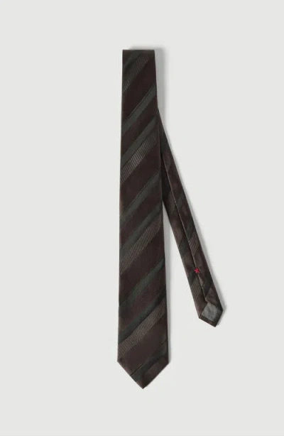 Brunello Cucinelli Regimental Stripe Silk Tie In Gray