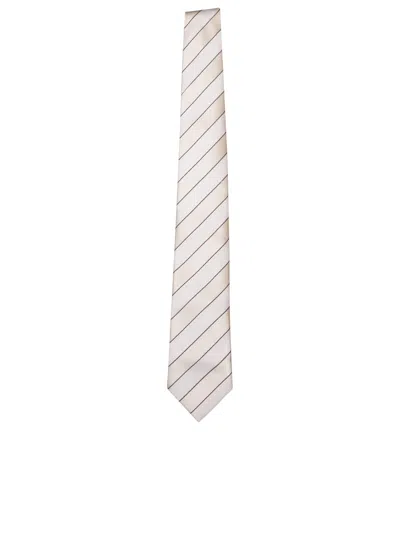 Brunello Cucinelli Regimental Tie In Neutral