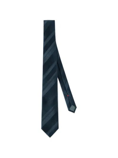 Brunello Cucinelli Regimental-stripe Silk Tie In Blue