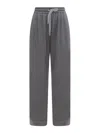 Brunello Cucinelli Comfort Cotton And Silk Wide Pantss In Gray