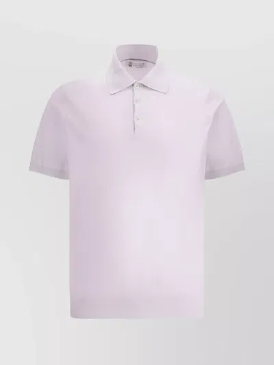 Brunello Cucinelli Regular Fit Cotton Polo With Ribbed Collar In White