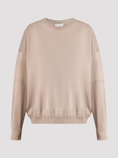 Brunello Cucinelli Relaxed Cotton Blend Sweatshirt In Neutral