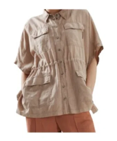 Brunello Cucinelli Relaxed Drawstring Blouse In Brown