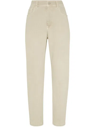 BRUNELLO CUCINELLI BRUNELLO CUCINELLI RELAXED-FIT BEIGE TROUSERS