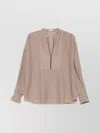 Brunello Cucinelli Relaxed Fit Blouse V Neck Detail In Brown