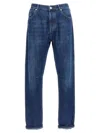 Brunello Cucinelli Denim Jeans With Belt Loops And Contrast Stitching In Blue