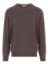 Brunello Cucinelli Cashmere Crew-neck Sweater Ribbed Finish In Brown