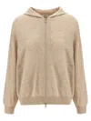 Brunello Cucinelli Relaxed-fit Cashmere Hoodie With Front Zip Closure In Nude