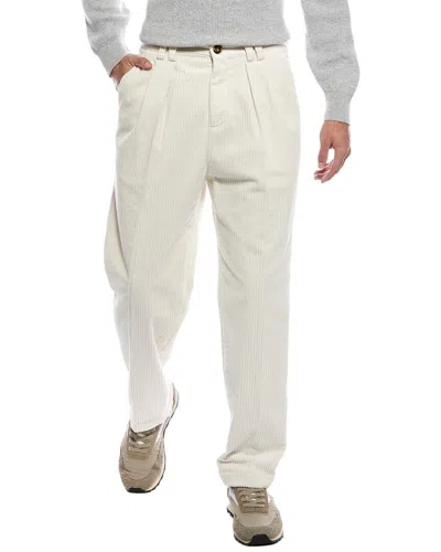 Brunello Cucinelli Relaxed Fit Corduroy Pant In White