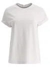Brunello Cucinelli Jersey Cotton T-shirt With Superimposed Effect In White