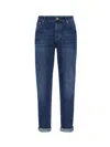 Brunello Cucinelli Relaxed-fit Denim Trousers With Rolled Cuffs In Blue