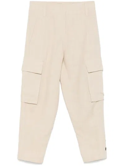 Brunello Cucinelli Relaxed Fit Linen Pants With Tapered Leg In Neutral