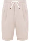 Brunello Cucinelli Relaxed-fit Linen Shorts With Adjustable Drawstring Waist In Pink