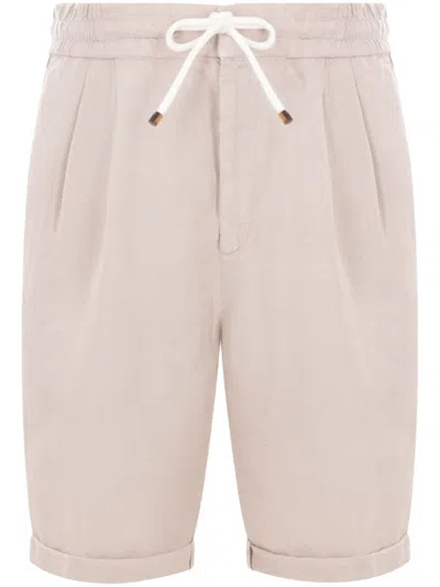 Brunello Cucinelli Relaxed-fit Linen Shorts With Adjustable Drawstring Waist In Pink