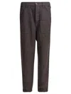 Brunello Cucinelli Relaxed Fit Pants In Linen Gabardine In Brown