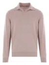 Brunello Cucinelli Relaxed Fit Pullover With Classic Collar In Pink