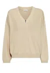Brunello Cucinelli Light Beige Sweater With Ribbed Details In Brown