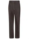 Brunello Cucinelli High-rise Cotton Tapered Pants In Brown