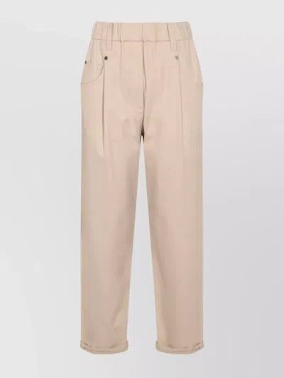 Brunello Cucinelli Relaxed Fit Trousers Elastic Waistband In Pink