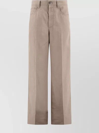 Brunello Cucinelli Relaxed Fit Trousers Wide Leg In Brown