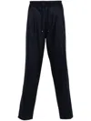 Brunello Cucinelli Elastic Waistband Pleated Straight Leg Pants In Blue