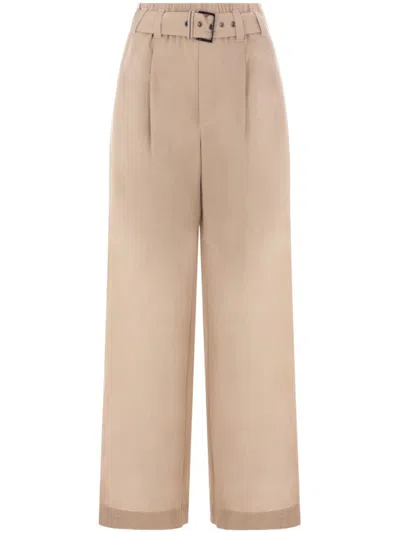 Brunello Cucinelli Relaxed Fit Trousers With Elasticated Waistband In Neutral