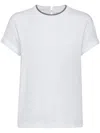 Brunello Cucinelli Stretch Cotton Jersey T-shirt With Precious Faux-layering In White