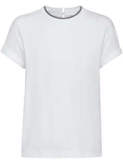 Brunello Cucinelli Relaxed-fit White Cotton Blend T-shirt