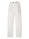 Brunello Cucinelli Relaxed Fit Wide Leg Beige Trousers In White
