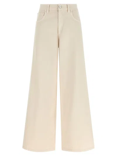 Brunello Cucinelli Beige Relaxed Mid Rise Jeans In Neutral